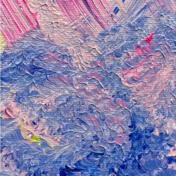 Cotton Candy Day at The Circus Custom Acrylic painting Pink Blue Yellow - Picture 5 of 6